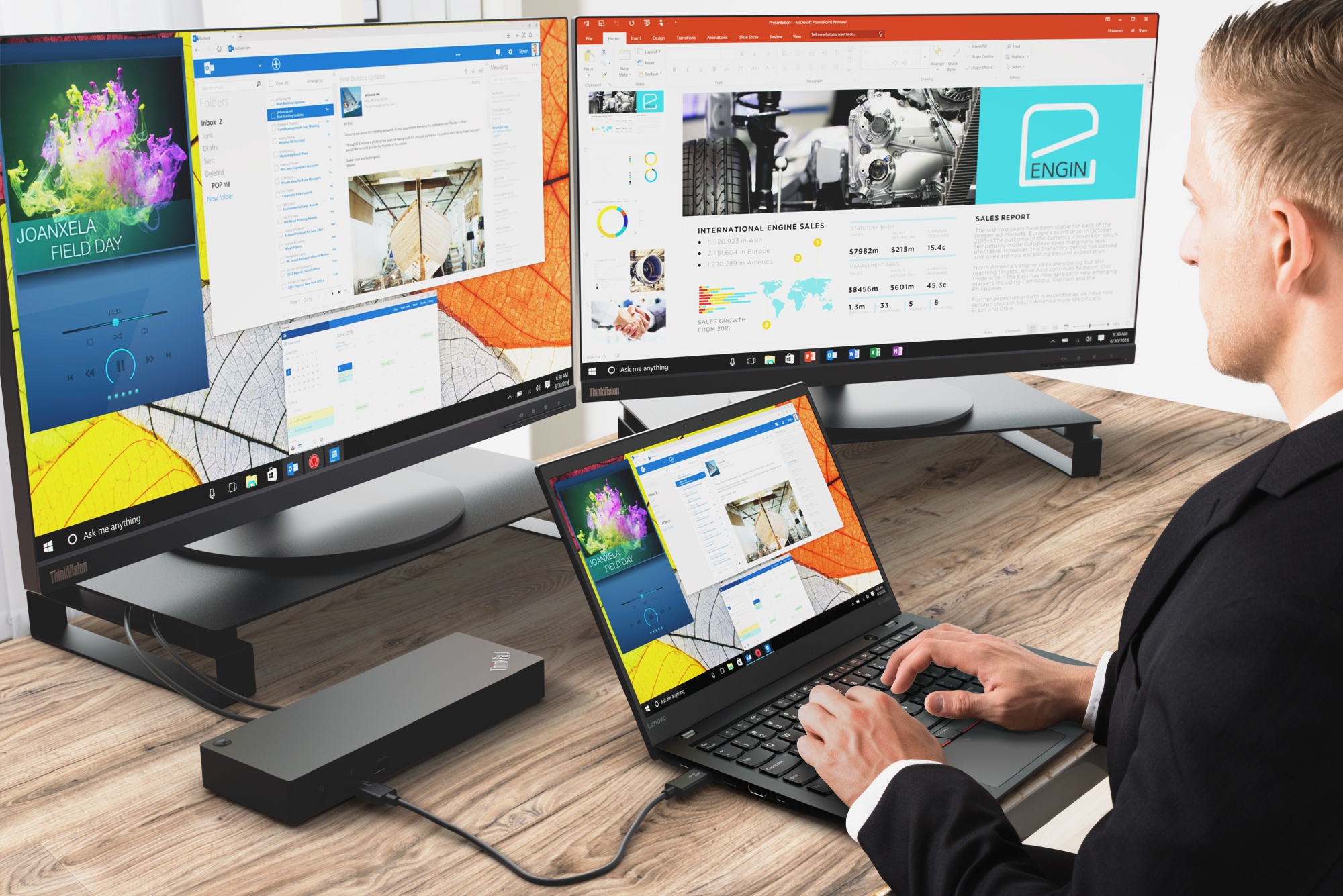 29_X1_Carbon_Thunderbolt_dock_with_2_ThinkVision_Monitors_On_Desk_Black